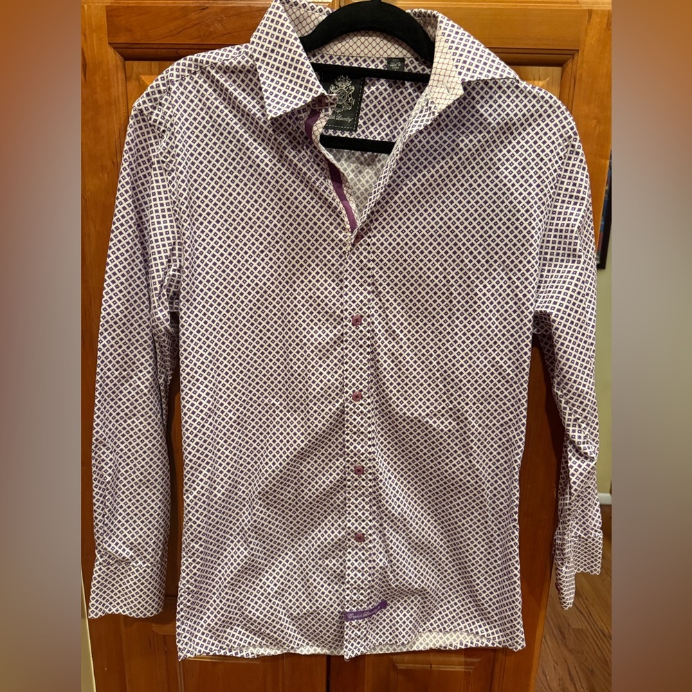 English Laundry Men's Geometric Purple Shirt